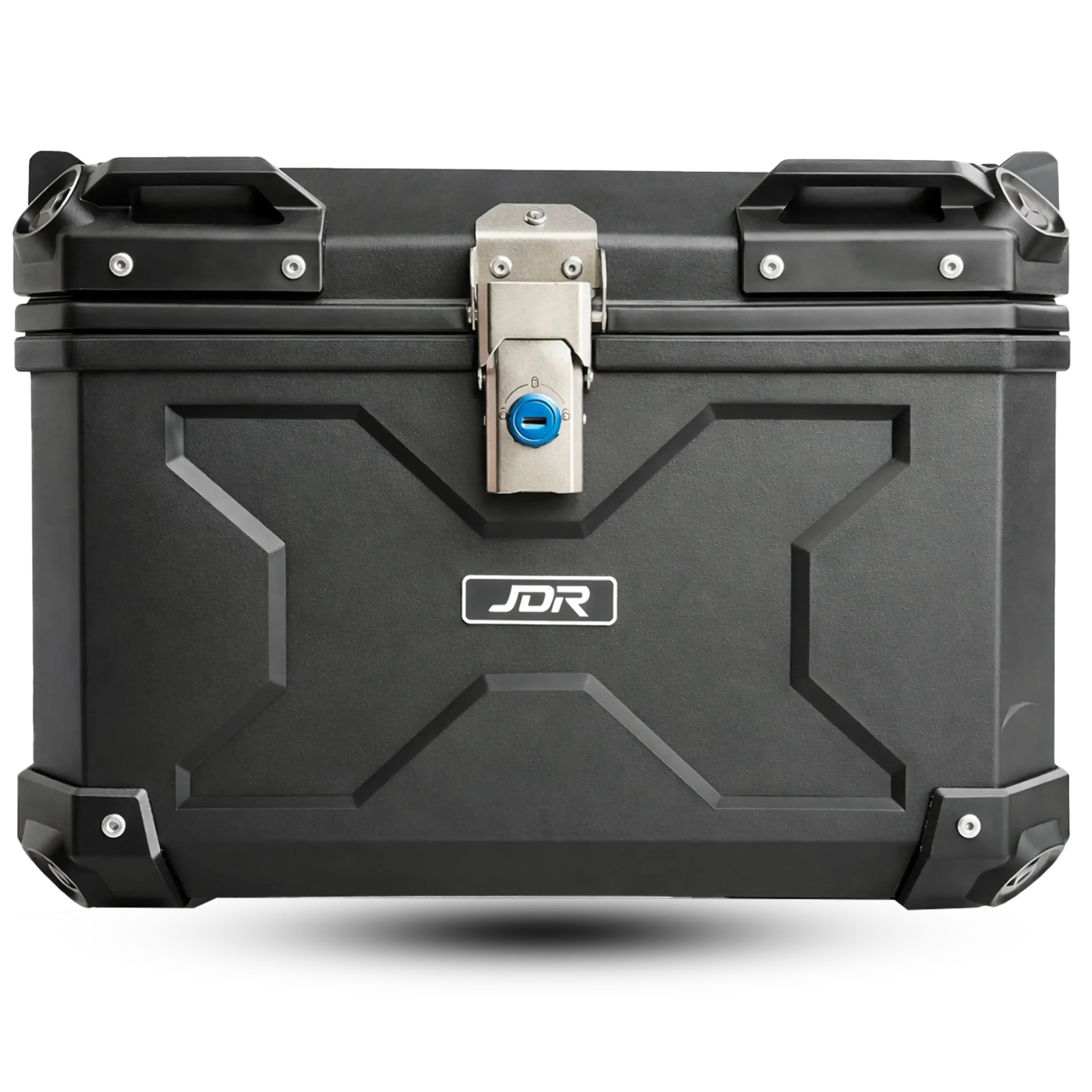 JDR-47L-Motorcycle-Top-Case-Hard-Shell-ABS-Adventure-Trunk-with-Security-Lock-Waterproof-Tour-Pack-Box-Fits-Full-Face-Helmet-Matte-Black-with-Base-Plate