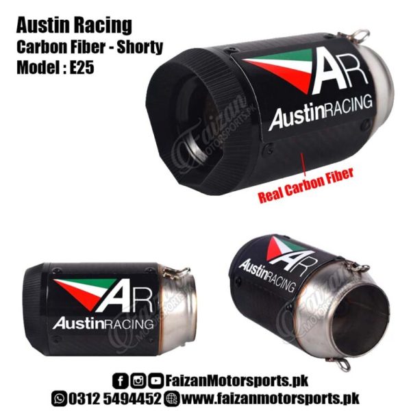 Austin Racing AR Exhaust E25 – Carbon Fiber – Shorty Mini – Loud Bass Muffler – Motorcycle